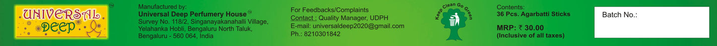 Universal Deep Mogra Agarbatti-9" Long 36 Sticks