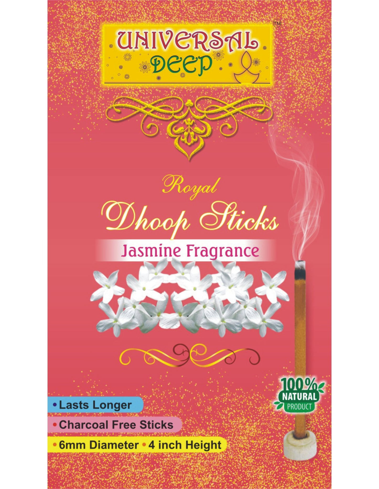 Universal Deep Dhoop Sticks, 4inch Height-6mm Diameter, 20 Pcs. Pack, Long Lasting, Aromatic Fragrance
