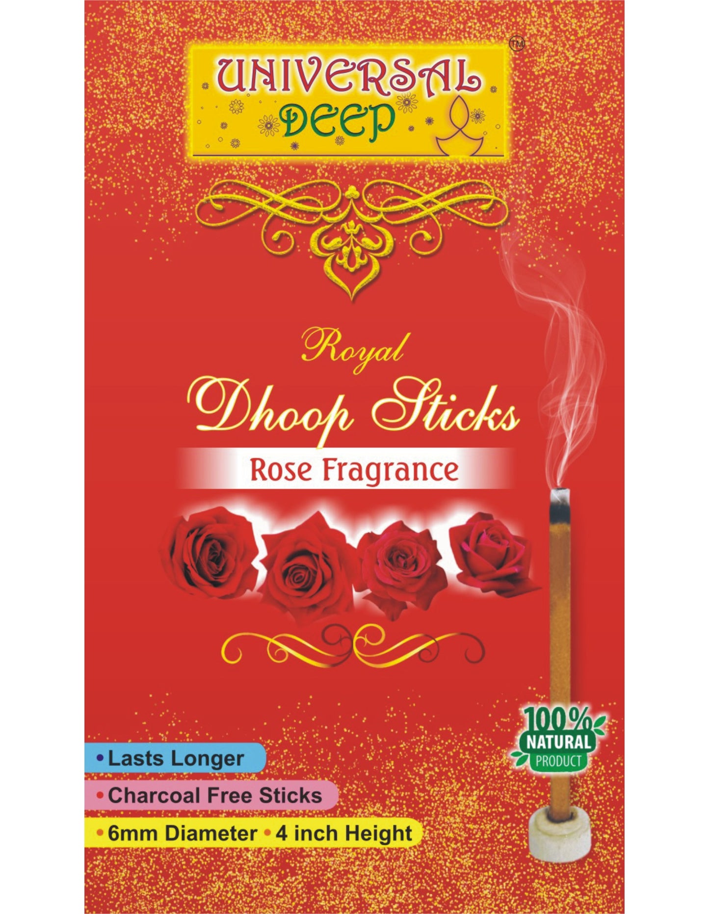 Universal Deep Dhoop Sticks, 4inch Height-6mm Diameter, 20 Pcs. Pack, Long Lasting, Aromatic Fragrance