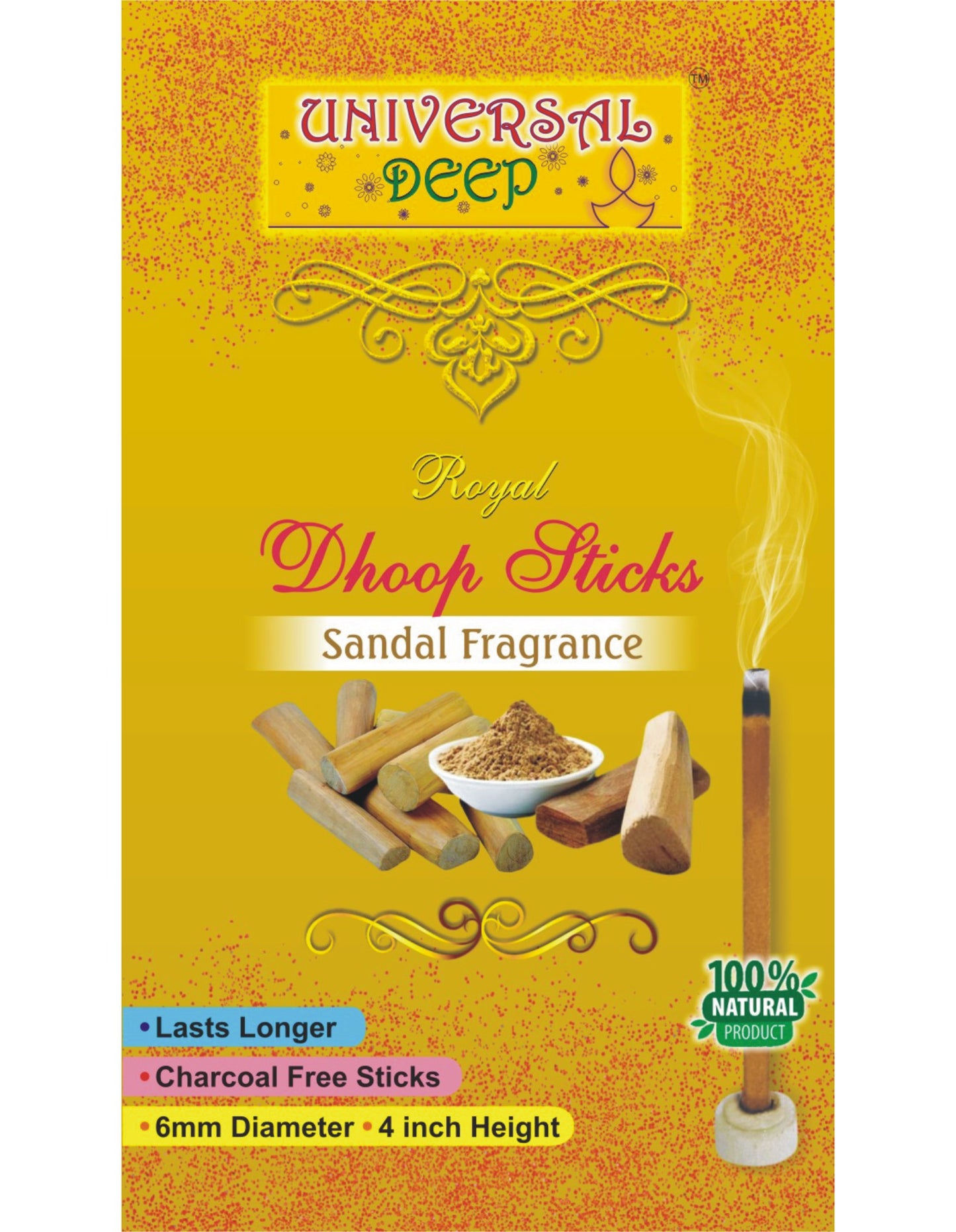 Universal Deep Dhoop Sticks, 4inch Height-6mm Diameter, 20 Pcs. Pack, Long Lasting, Aromatic Fragrance