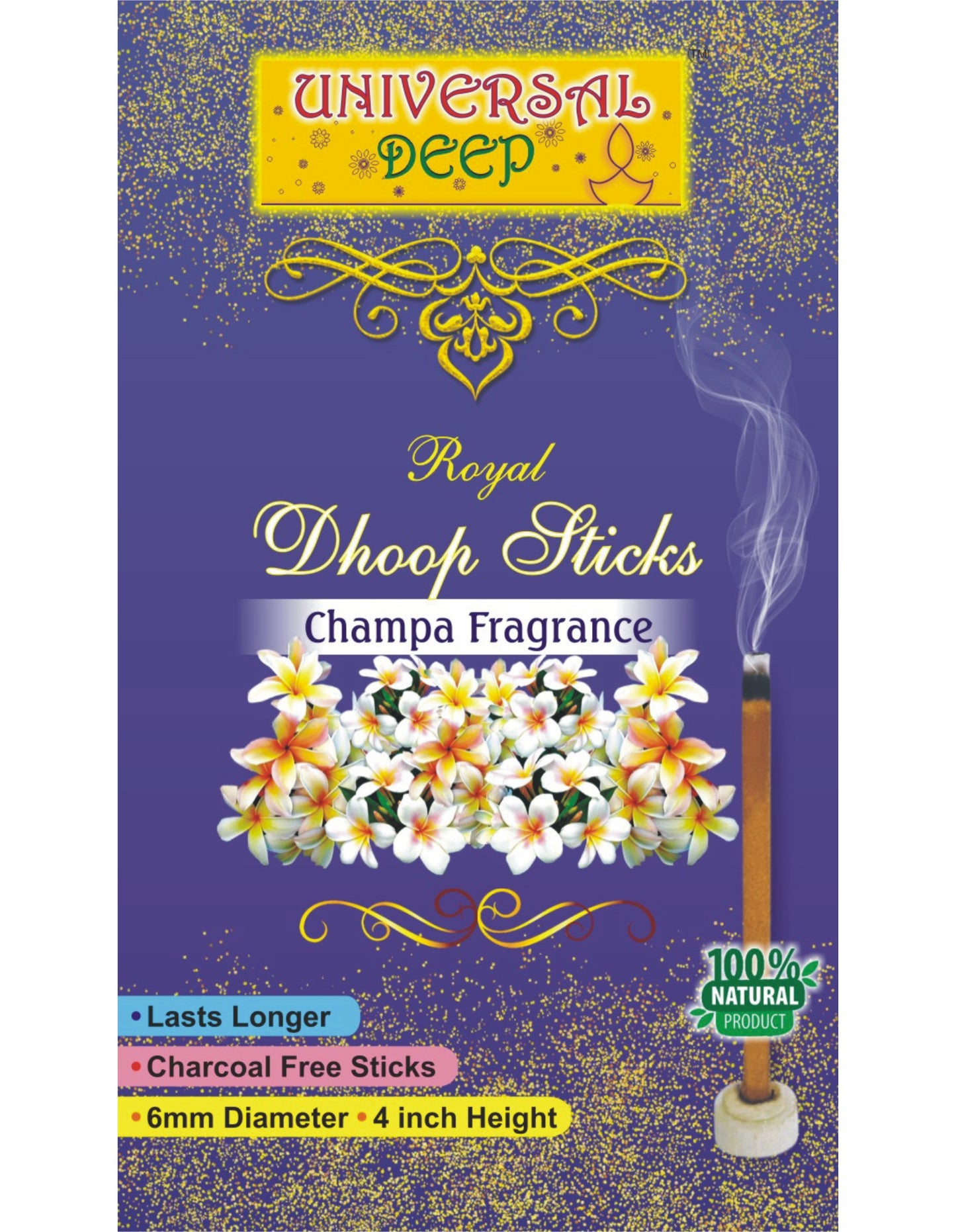 Universal Deep Dhoop Sticks, 4inch Height-6mm Diameter, 20 Pcs. Pack, Long Lasting, Aromatic Fragrance