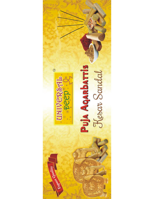 Universal Deep Puja Agarbattis/Incense Sticks - Kesar Sandal, Aromatic Fragrance, Long Lasting