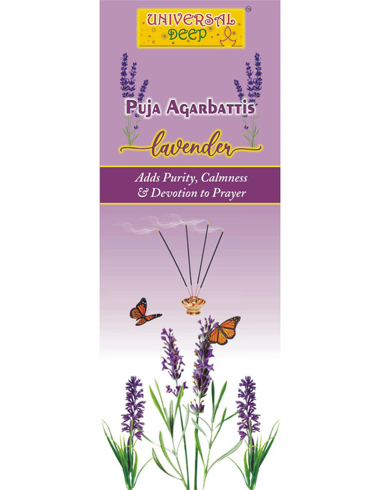 Universele diep laventel-agarbatti vir puja en toewyding, eksotiese aroma, 72 stokkies (95 g)